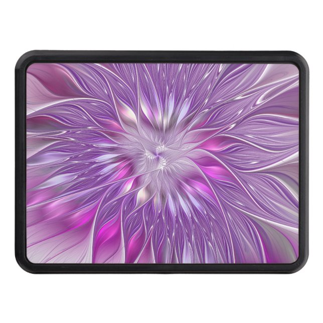 Pink Purple Flower Passion Abstract Fractal Art Hitch Cover (Front)