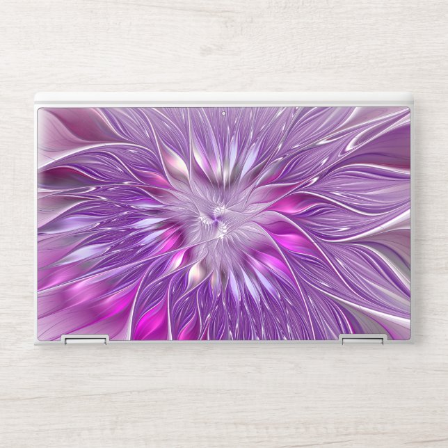 Pink Purple Flower Passion Abstract Fractal Art HP Laptop Skin (Front)