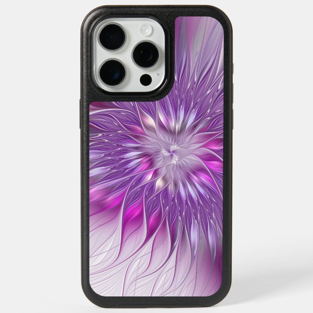 Pink Purple Flower Passion Abstract Fractal Art iPhone 15 Pro Max Case (Back)