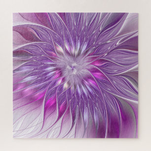 Pink Purple Flower Passion Abstract Fractal Art Jigsaw Puzzle