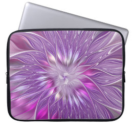 Pink Purple Flower Passion Abstract Fractal Art Laptop Sleeve