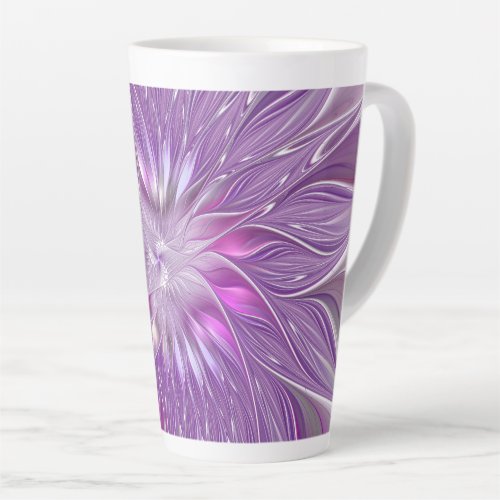 Pink Purple Flower Passion Abstract Fractal Art Latte Mug