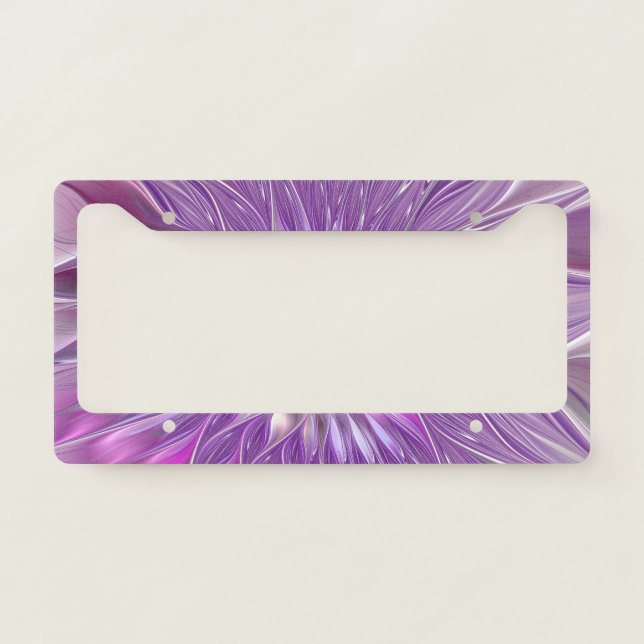 Pink Purple Flower Passion Abstract Fractal Art License Plate Frame (Front)
