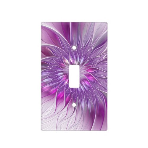 Pink Purple Flower Passion Abstract Fractal Art Light Switch Cover