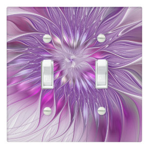 Pink Purple Flower Passion Abstract Fractal Art Light Switch Cover