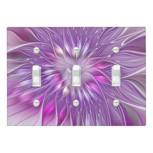 Pink Purple Flower Passion Abstract Fractal Art Light Switch Cover