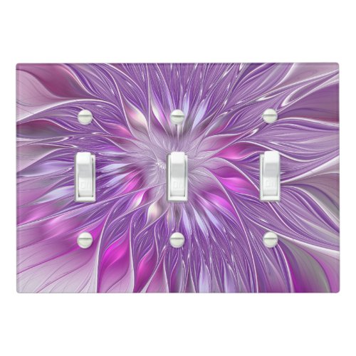 Pink Purple Flower Passion Abstract Fractal Art Light Switch Cover