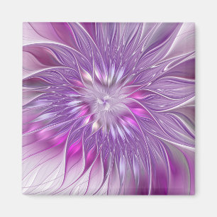Pink Purple Flower Passion Abstract Fractal Art Magnet
