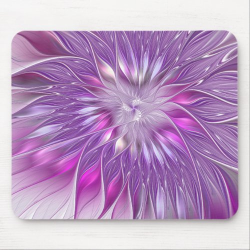 Pink Purple Flower Passion Abstract Fractal Art Mouse Pad