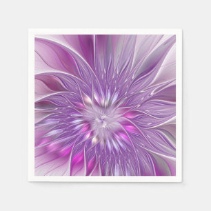 Pink Purple Flower Passion Abstract Fractal Art Napkins