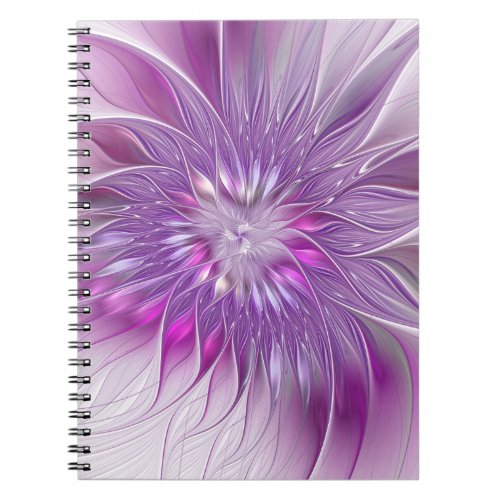 Pink Purple Flower Passion Abstract Fractal Art Notebook
