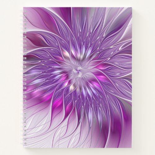 Pink Purple Flower Passion Abstract Fractal Art Notebook