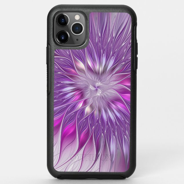 Pink Purple Flower Passion Abstract Fractal Art Otterbox iPhone Case (Back)