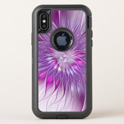 Pink Purple Flower Passion Abstract Fractal Art OtterBox Defender iPhone X Case