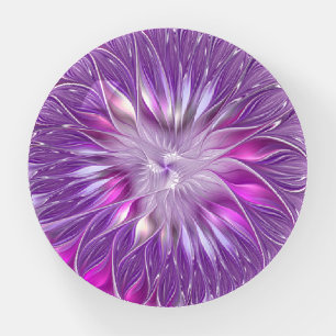 Pink Purple Flower Passion Abstract Fractal Art Paperweight