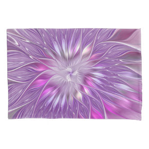 Pink Purple Flower Passion Abstract Fractal Art Pillow Case