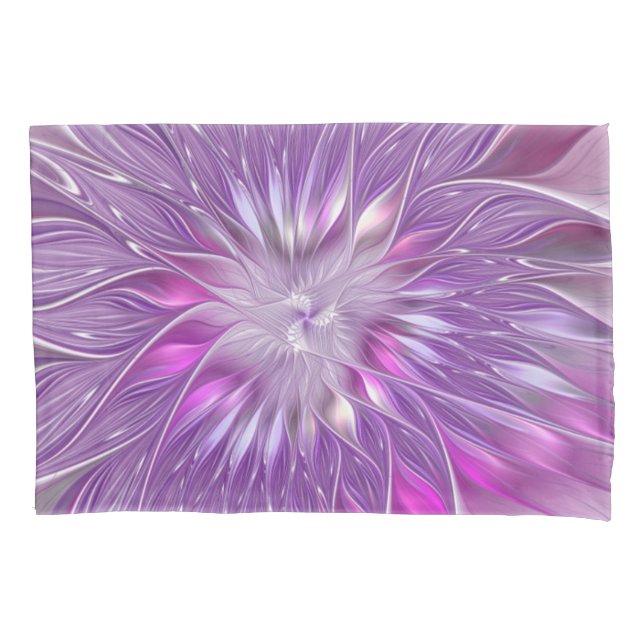 Pink Purple Flower Passion Abstract Fractal Art Pillow Case (Front)