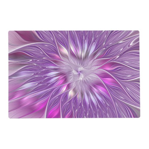 Pink Purple Flower Passion Abstract Fractal Art Placemat