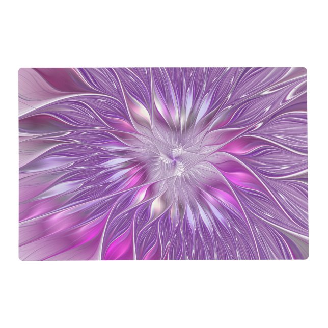 Pink Purple Flower Passion Abstract Fractal Art Placemat (Front)