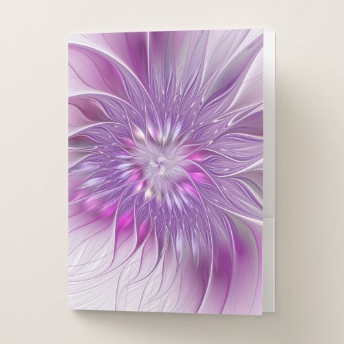 Pink Purple Flower Passion Abstract Fractal Art Pocket Folder