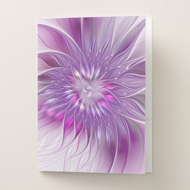 Pink Purple Flower Passion Abstract Fractal Art Pocket Folder (Front)