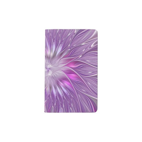 Pink Purple Flower Passion Abstract Fractal Art Pocket Moleskine Notebook