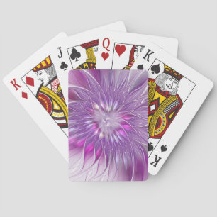Pink Purple Flower Passion Abstract Fractal Art Poker Cards