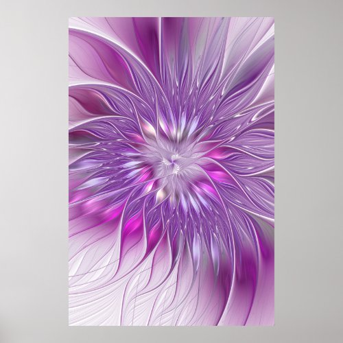 Pink Purple Flower Passion Abstract Fractal Art Poster