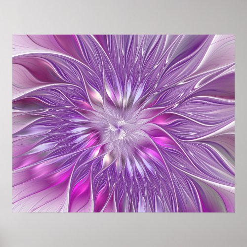 Pink Purple Flower Passion Abstract Fractal Art Poster