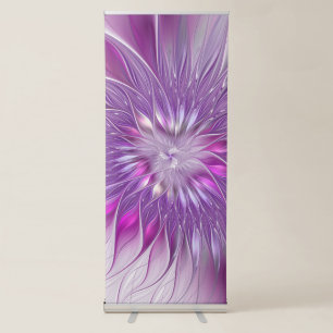 Pink Purple Flower Passion Abstract Fractal Art Retractable Banner