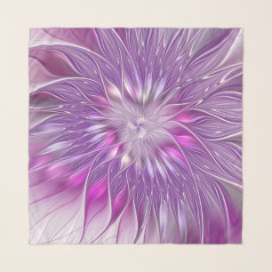 Pink Purple Flower Passion Abstract Fractal Art Scarf
