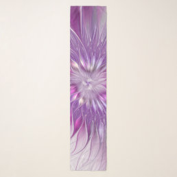 Pink Purple Flower Passion Abstract Fractal Art Scarf