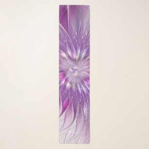 Pink Purple Flower Passion Abstract Fractal Art Scarf