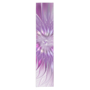 Pink Purple Flower Passion Abstract Fractal Art Short Table Runner