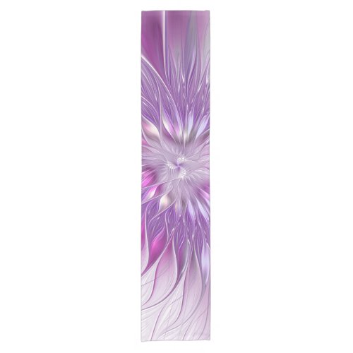 Pink Purple Flower Passion Abstract Fractal Art Short Table Runner