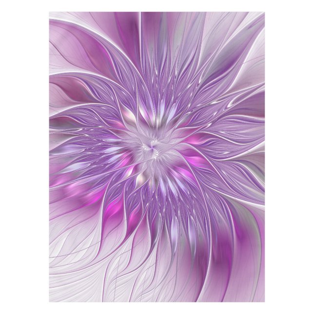 Pink Purple Flower Passion Abstract Fractal Art Tablecloth (Front)