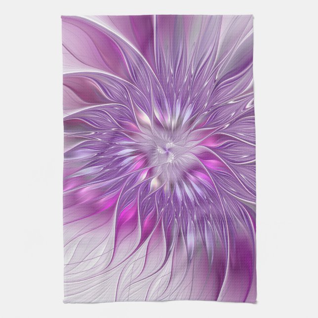 Pink Purple Flower Passion Abstract Fractal Art Towel (Vertical)