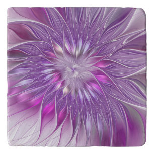 Pink Purple Flower Passion Abstract Fractal Art Trivet