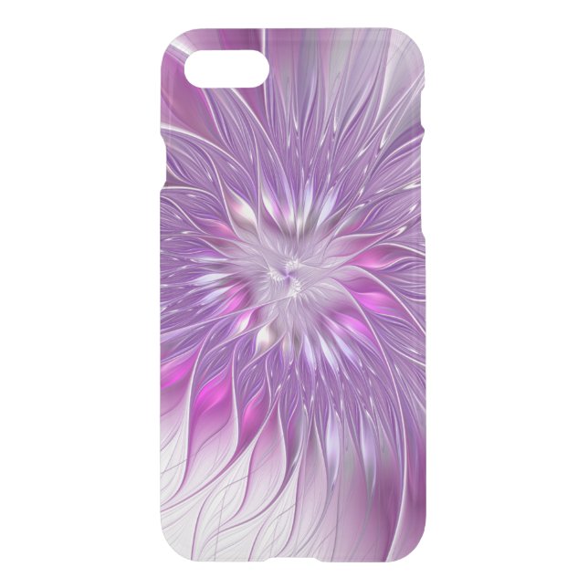 Pink Purple Flower Passion Abstract Fractal Art Uncommon iPhone Case (Back)