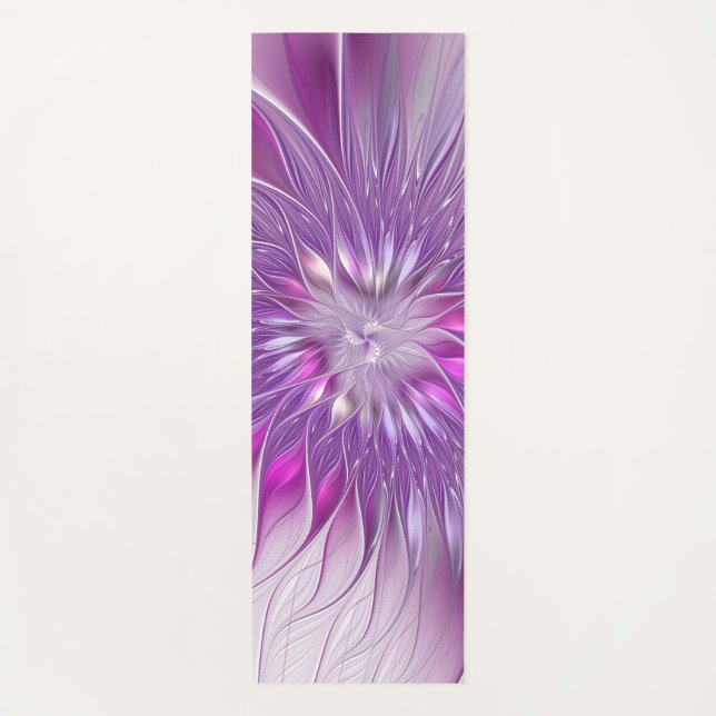 Pink Purple Flower Passion Abstract Fractal Art Yoga Mat (Front)