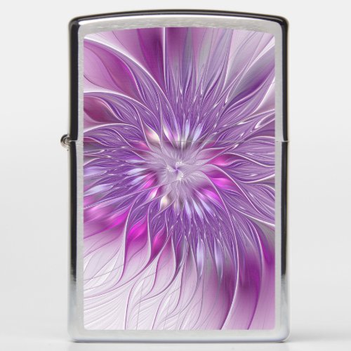 Pink Purple Flower Passion Abstract Fractal Art Zippo Lighter