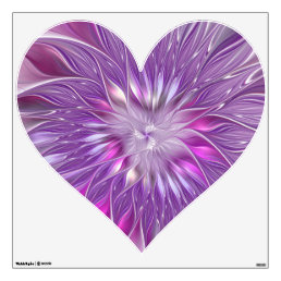 Pink Purple Flower Passion Abstract Fractal Heart Wall Decal