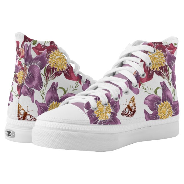 pink purple flower print shoes (Pair)