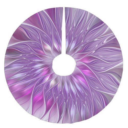 Pink Purple Flower Star Abstract Fractal Art Brushed Polyester Tree Skirt