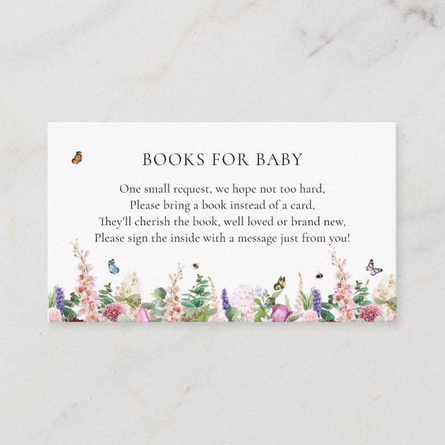 Pink Purple Flowers & Butterflies | Books for Baby Enclosure Card (Front)