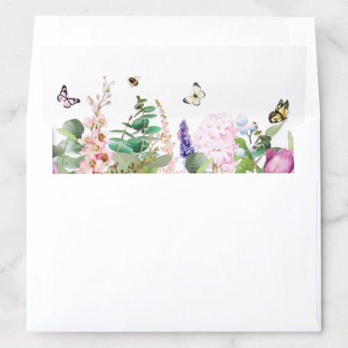 Pink Purple Flowers  Butterflies  Envelope Liner