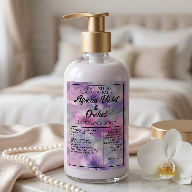 Pink & Purple Flowers cosmetics bottle label (Creator Uploaded)