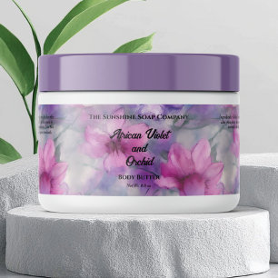 Pink & Purple Flowers Cosmetics Jar Label