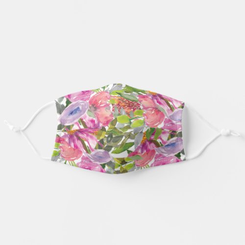 Pink Purple Flowers Green Leaves Botanical Garden Adult Cloth Face Mask