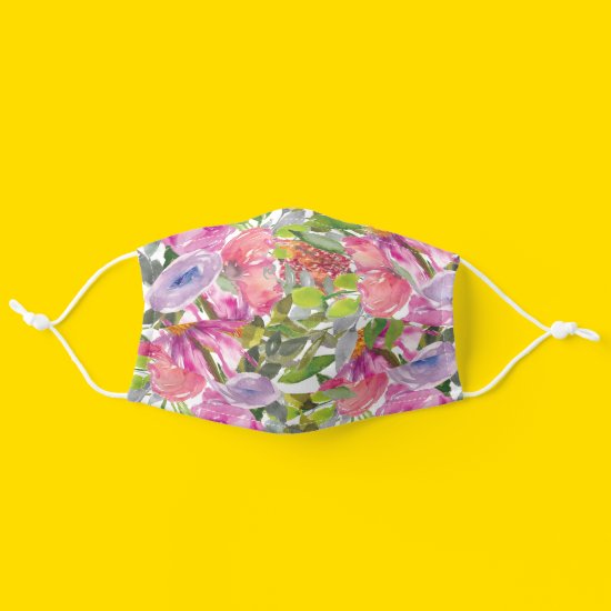 Pink Purple Flowers Green Leaves Botanical Garden Cloth Face Mask